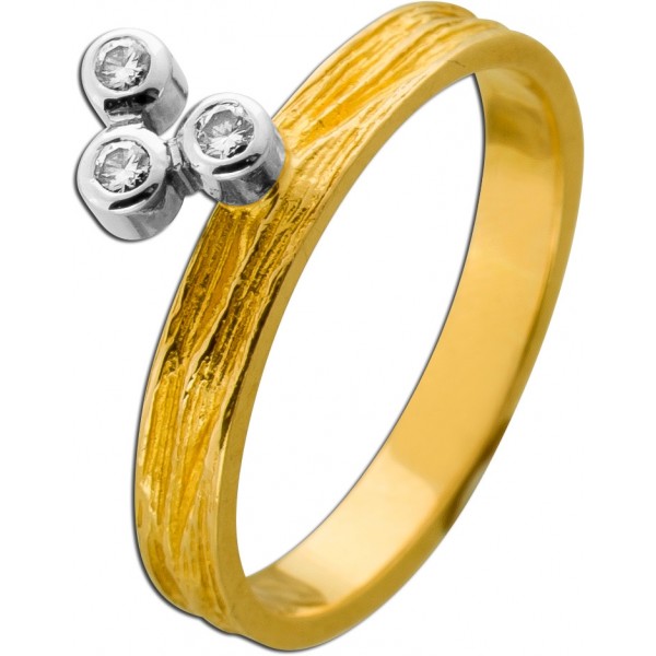 Brillantring Gold Weissgold 750 18K Brillanten 0.10ct. Lupenrein