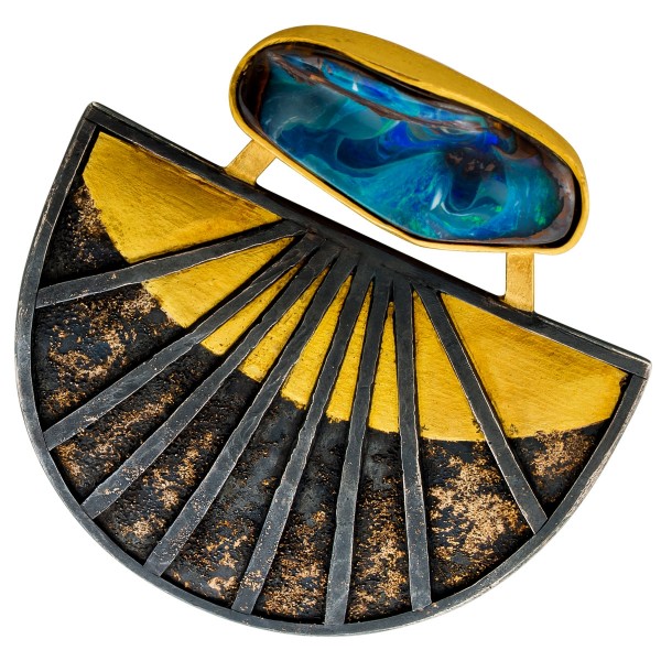 Boulder Opal Anhänger 18K Gold Silber vergoldet Anstecknadel Zobel