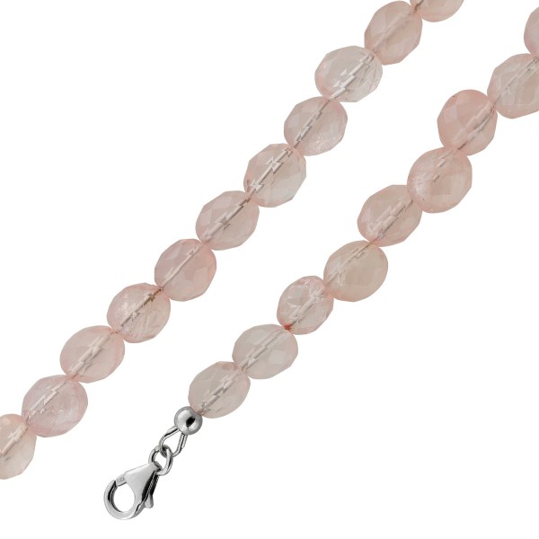 Rosenquarz Kette Silber 925 pastellrosa Madagaskar Rosenquarz Top AAA 