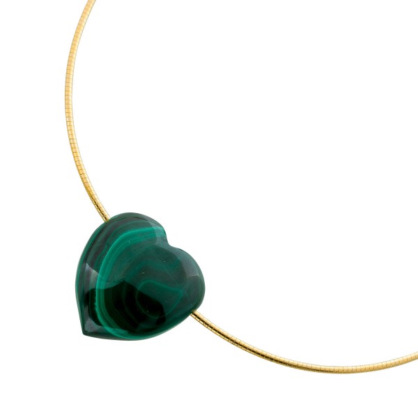 Malachit Kette vergoldet grünes Malachit Herz 110ct. 
