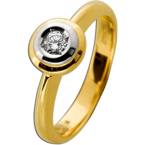Solitärring Gold 585 14K Brillant 0.10ct Verlobungsring