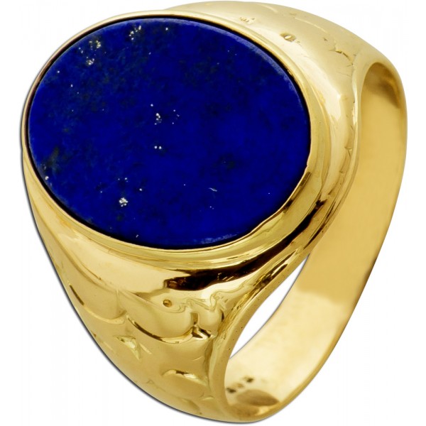 Lapislazuli Ring Gold 585 14K azurblauer Lapislazuli 3.3ct