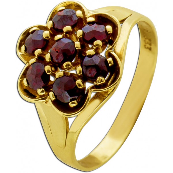 Granatring Gold 333 8K weinrot-braune Granate 1.75ct Antikschmuck