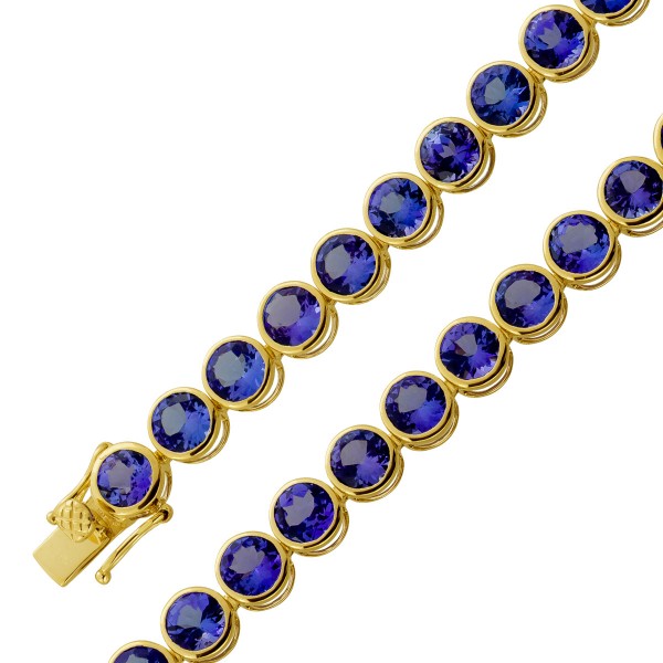 Tennisarmband Gold 585 14K azurblaue Tansanite 15ct