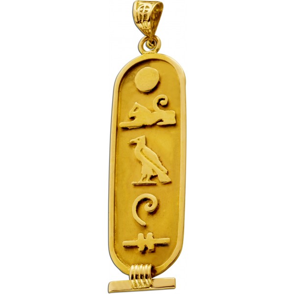 Pharaonen Anhänger Gold 22K Aegypten Sonne Katze Vogel Antikschmuck 1920