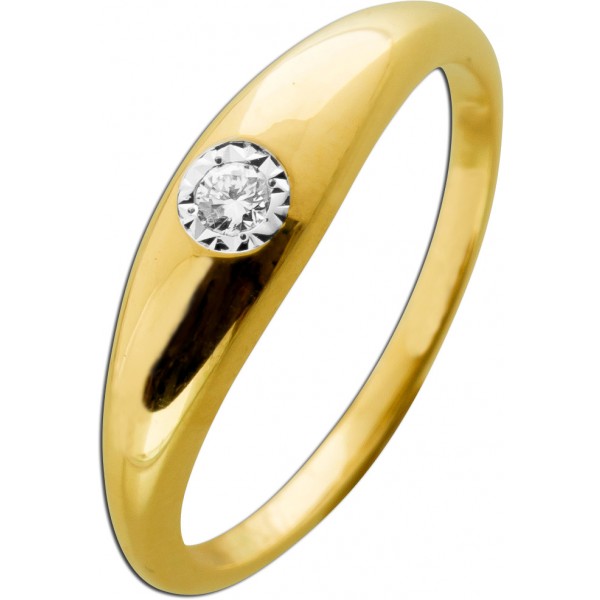 Solitärring Gold 585 14K Lab Grown Brillant 0.07ct 