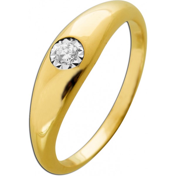 Brillantring Gold 585 14K Lab Grown Brillant 0.07ct