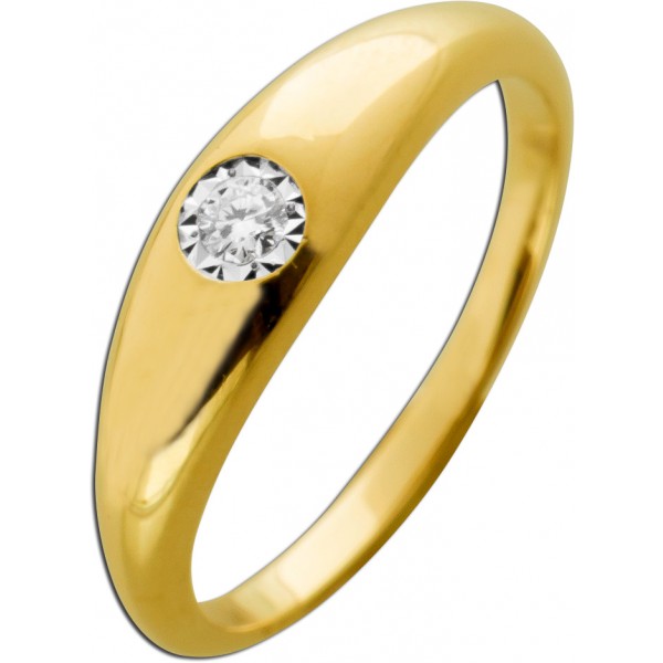 Brillantring Gold 585 14K Lab Grown Diamant Diamant 0.07ct