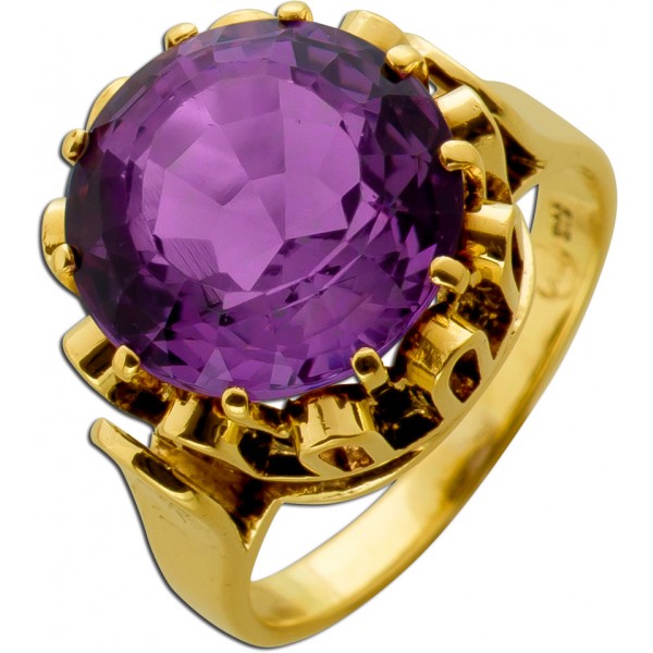 Amethyst Ring Gold 585 14K lila Amethyst 7.5ct Antikschmuck