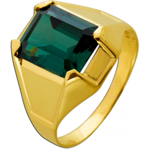 Turmalin Ring Gold 333 8K grüner Turmalin 4.7ct Antikschmuck