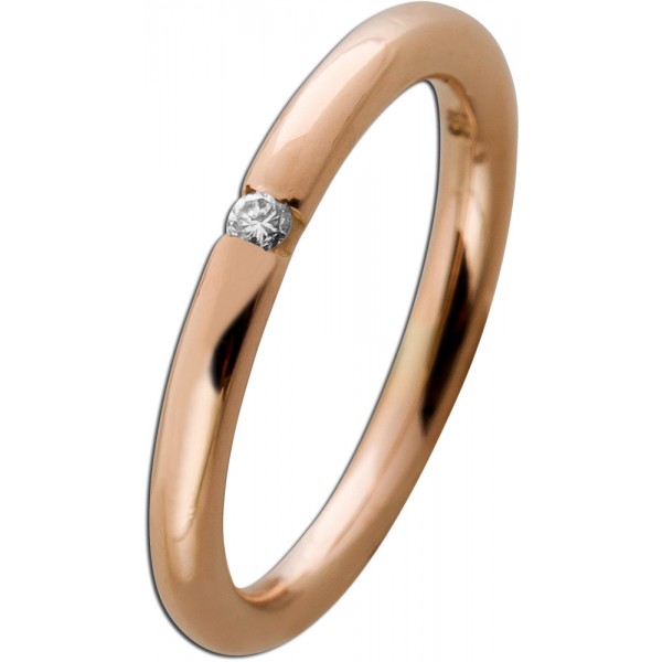 Diamantring Rosegold 585 14K Brillant 0.03ct Verlobungsring
