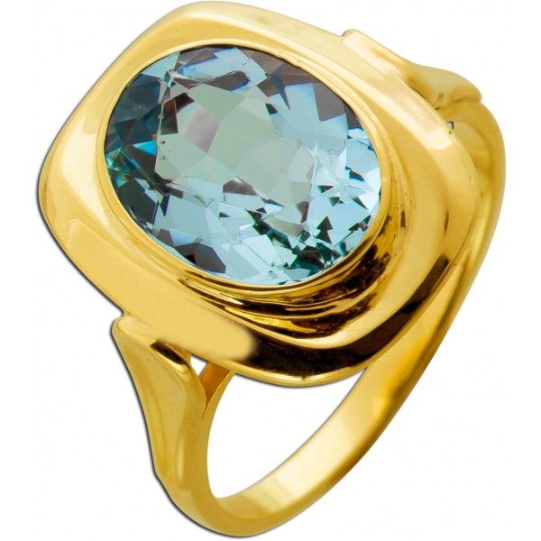 Aquamarin Ring Gold 585 14K hellblauer Aquamarin 4.2ct Antikschmuck
