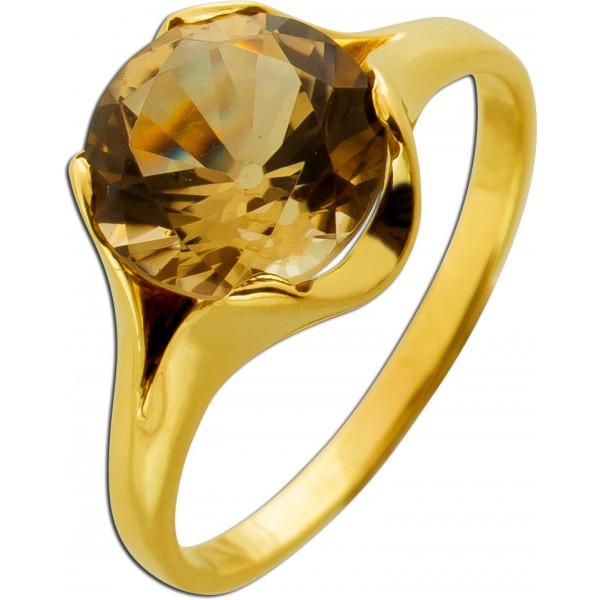 Citrin Ring Gold 585 14K gelber Citrin 3ct