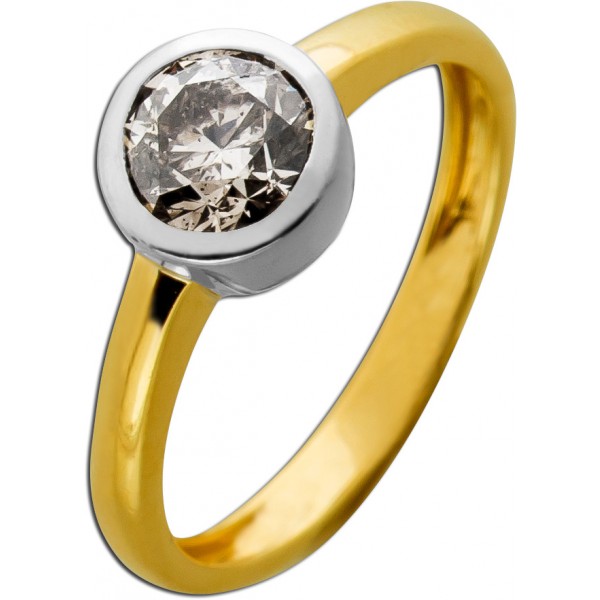 Brillantring Gold 585 14 K champagnerfarbener Brillant 1ct