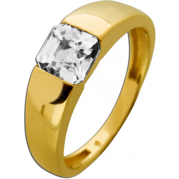 Zirkonia Ring Gold 375 9K weißer Zirkonia 1.4ct