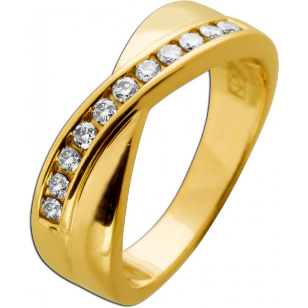 Brillantring Gold 375 9K Brillanten 0.33ct Antikschmuck