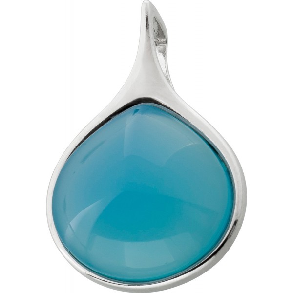 Achat Anhänger Sterling Silber 925 hellblauer Edelstein 15mm   