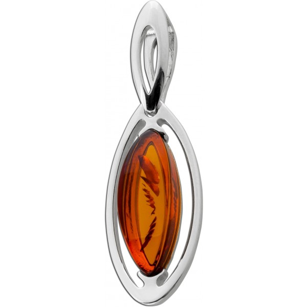 Bernstein Anhänger Sterling Silber 925 cognac brauner Edelstein