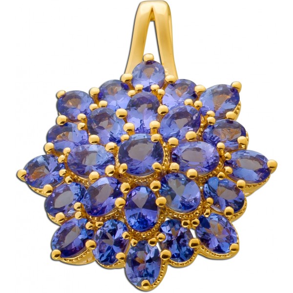 Tansanit Anhänger Silber vergoldet nat Tansanit Edelsteine 4.6ct