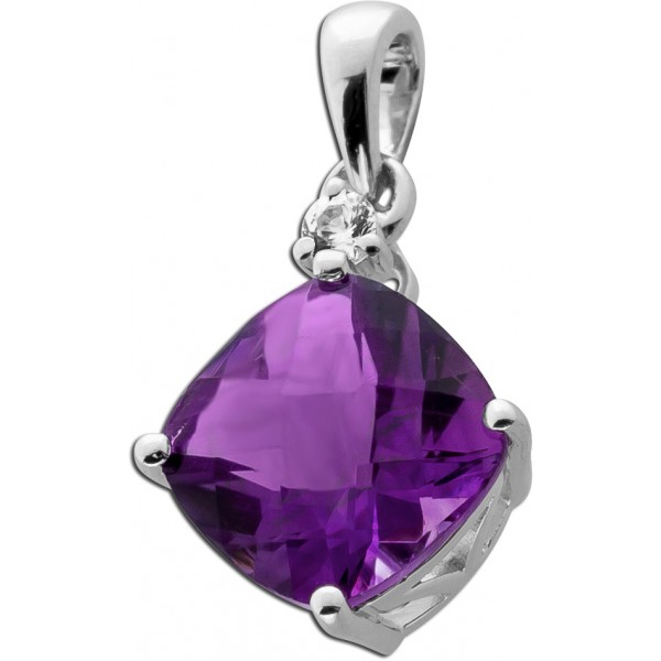 Amethyst Anhänger Silber 925 nat. brasilianischer Amethyst 1.8ct nat. Zirkon