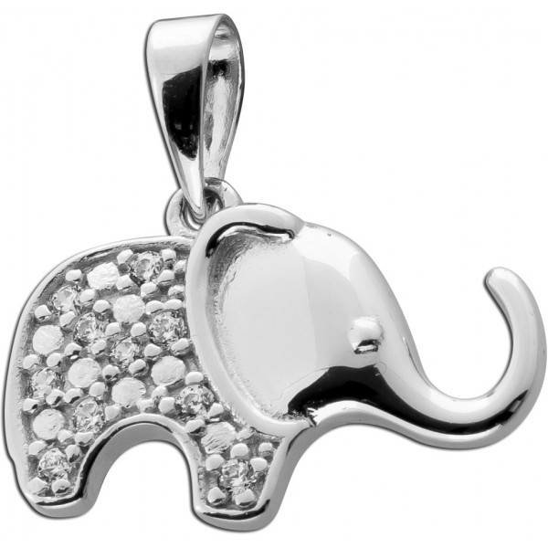 Elefant Anhänger Silber 925 weiße Zirkonia Steine