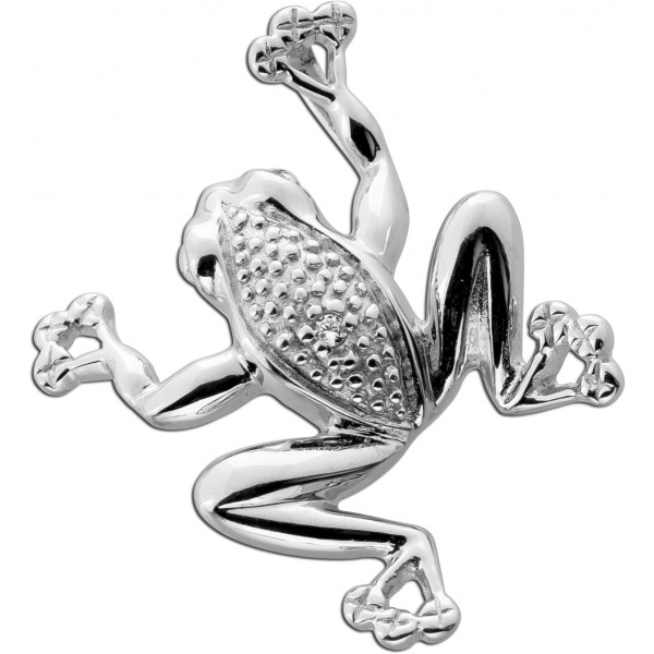 Frosch Anhänger Silber 925 weißer Zirkonia Stein