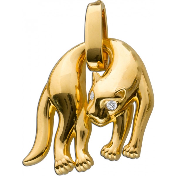 Panther Anhänger Gold vergoldet Silber 925 groß Zirkonia_02