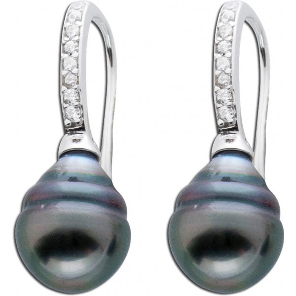 Ohrringe Silber 925 Perlen Ohrhänger Tahitizuchtperlen Zirkonia_02