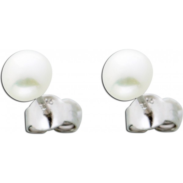 Perlen Ohrringe Ohrstecker Silber 925 Süsswasserperle 7mm