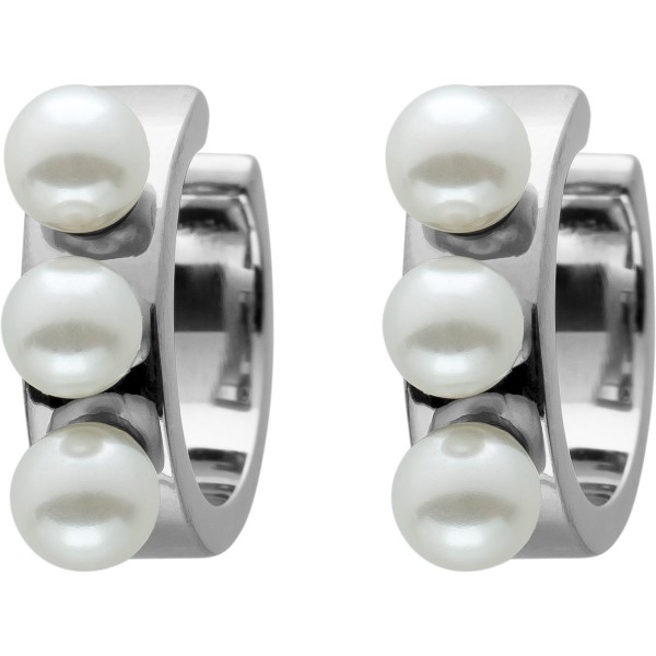 Ear Cuffs Ohrrand CreolenOhrklemmen, Edelstahl, T-Y,mit 6 synth weissen Perlen4,3mm, 14,5x4,5mm