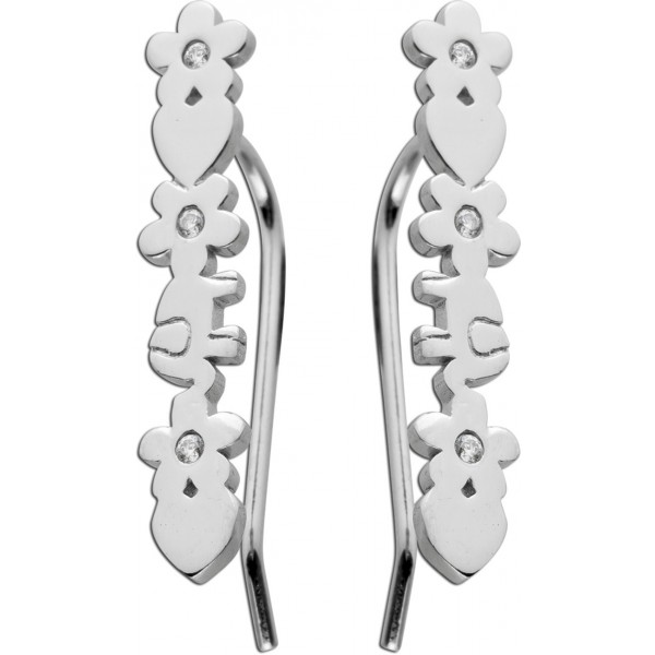 Fake Piercing Silber 925 Blumen Herz Elefant Motiven ohne Ohrloch Tragbar 23x4,5mm