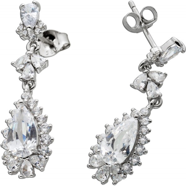 Ohrhänger Silber 925 rhodiniert 52 Brillant Diamant Synthesen 4,90ct.