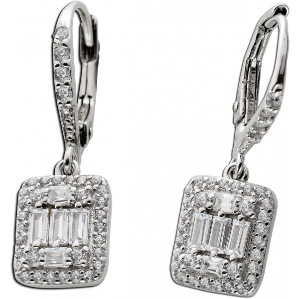 Ohrringe Silber 925 rhodiniert Zirkonia Brillant Diamant Look  