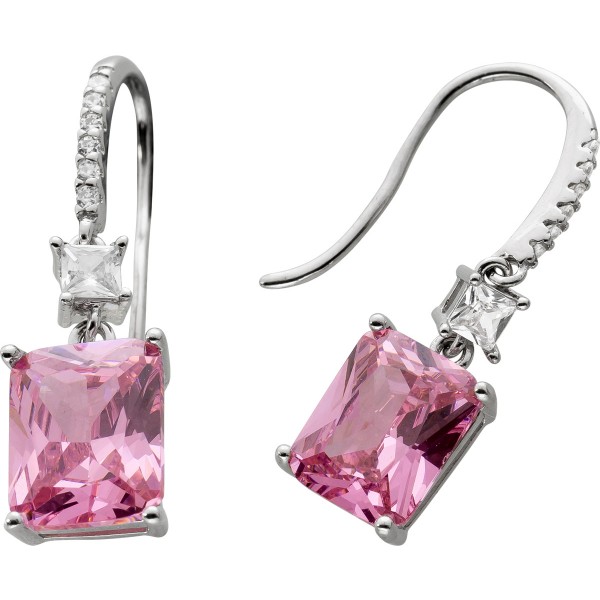 Ohrhänger Silber 925 pink Turmalin und Diamant Brillant Synthesen 