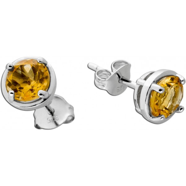 Citrin Ohrstecker Silber 925 gelber Edelstein