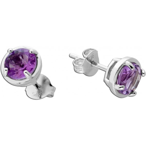 Amethyst Ohrstecker Silber 925 lila Natur Edelstein