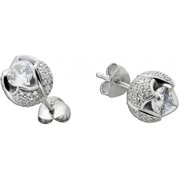 Ohrstecker Silber 925 2 Diamant Synthesen 72 weisse Zirkonia
