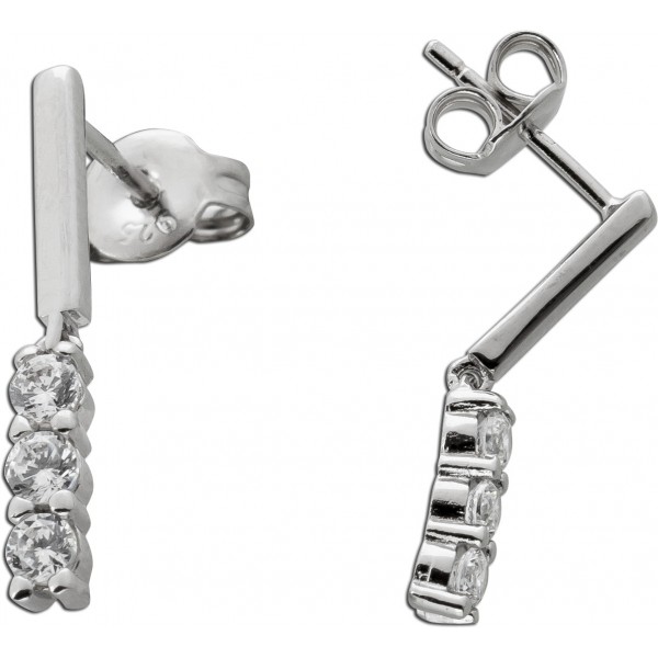 Ohrstecker Silber 925 6 weiße Zirkonia Steine Brillantlook