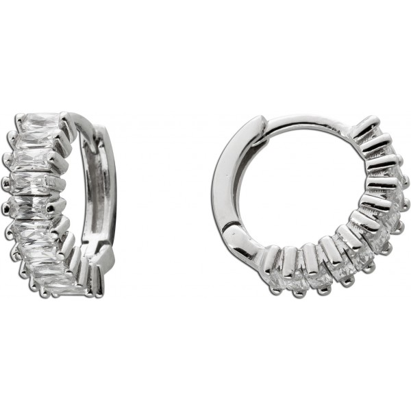 Creolen Silber 925 klare Zirkonia Steine Diamantlook