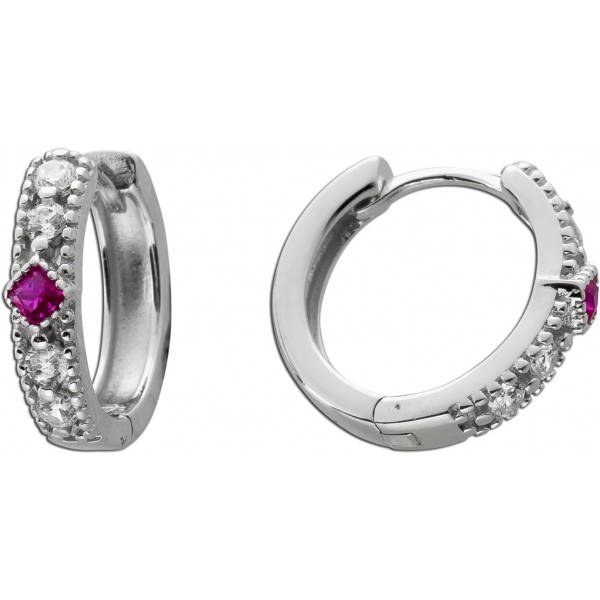 Creolen Sterling Silber 925 rote weiße Zirkonia Brillantlook Rubinlook