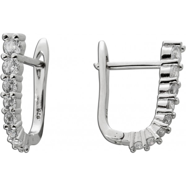 Ohrringe Creolen Sterling Silber 925 weiße Zirkonia Steine  