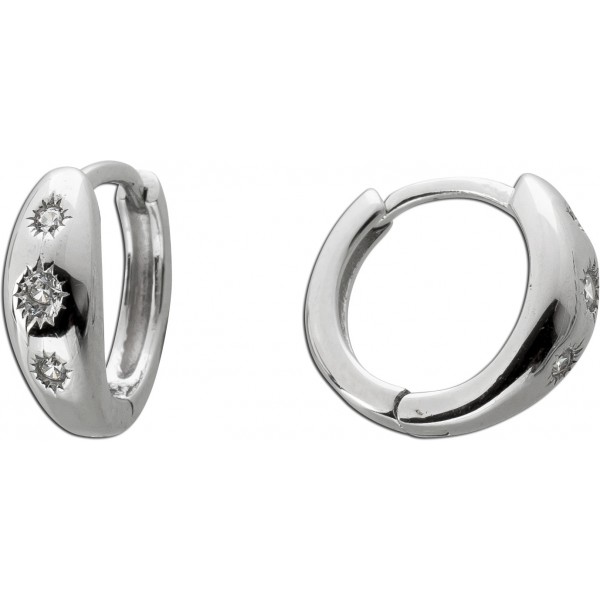 Creolen Sterling Silber 925 6 weiße Zirkonia Brillantlook
