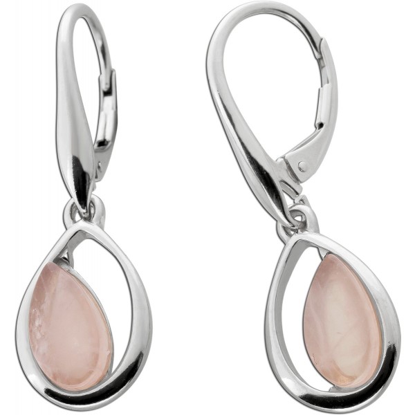 Rosenquarz Ohrringe Sterling Silber 925 2 pastellrosa Edelsteinen