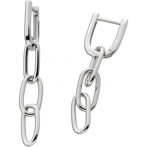 Creolen Ohrringe Paperclip Design Silber 925 rhodiniert