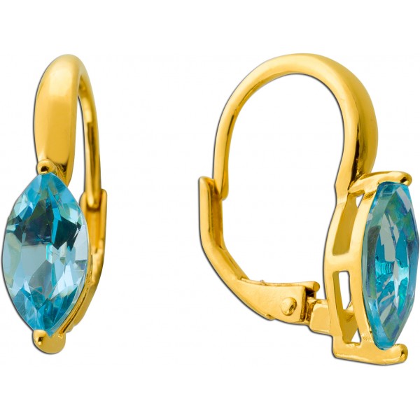 Blautopas Ohrhänger Silber 18K vergoldet Sky Blue Topase 1.8ct