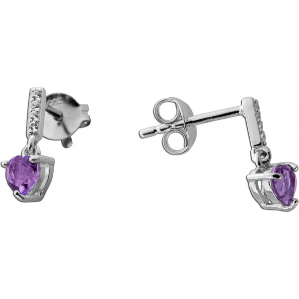 Amethyst Ohrhänger Silber 925 brasilianische nat.  Amethyste weiße nat. Zirkone