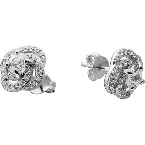 Topas Ohrstecker Silber 925 nat. weiße Topase nat. weiße Zirkone 