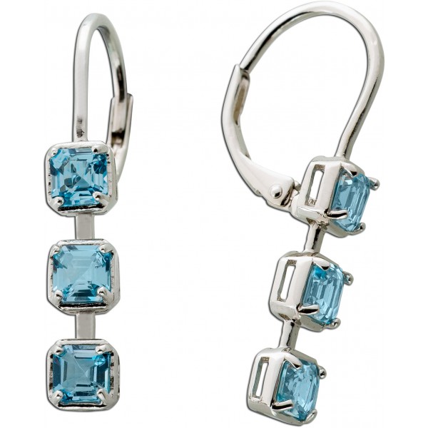 Blautopas Ohrringe Silber 925 nat. Sky Blue Topase 1.7ct