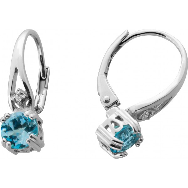Blautopas Ohrringe Silber 925 nat. Sky Blue Topase weiße nat. Zirkone