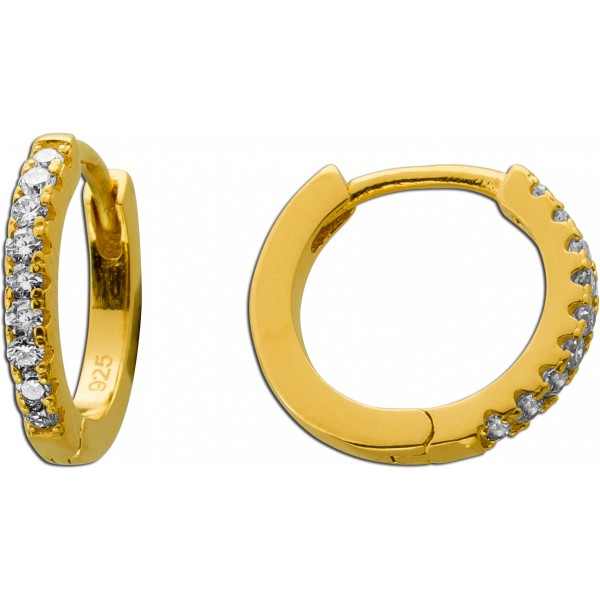 Diamant Creolen Silber 18K Gold vergoldet Labor Diamanten 0.14ct